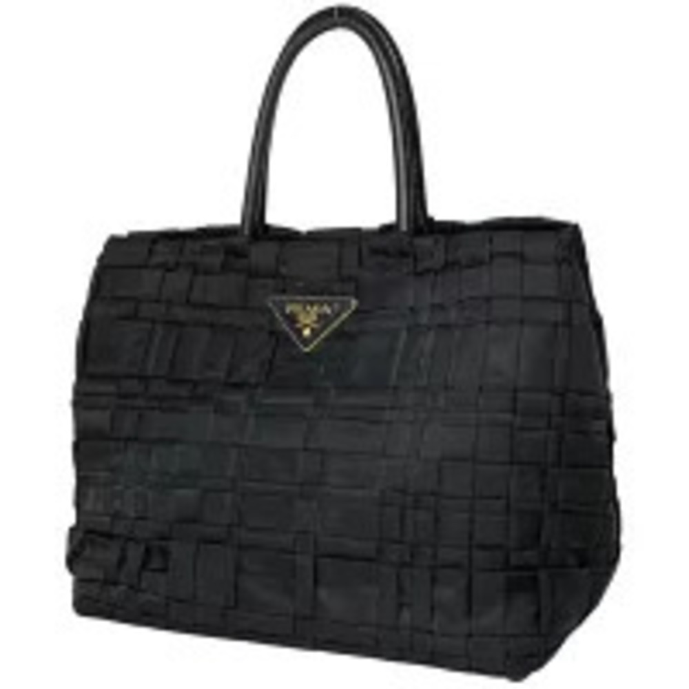 Prada Plate Handbag Tote Bag Nero Black